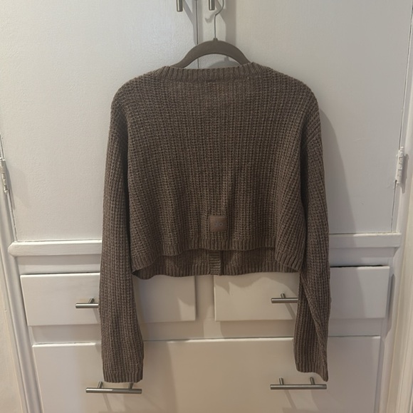 ALO Yoga Cashmere Plush Waffle Cardigan size small mushroom - Picture 7 of 7